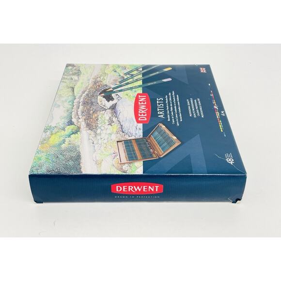 Derwent 48 Blendable Color Pencils w/ Wooden Gift Box Professional Quality New - Picture 7 of 9